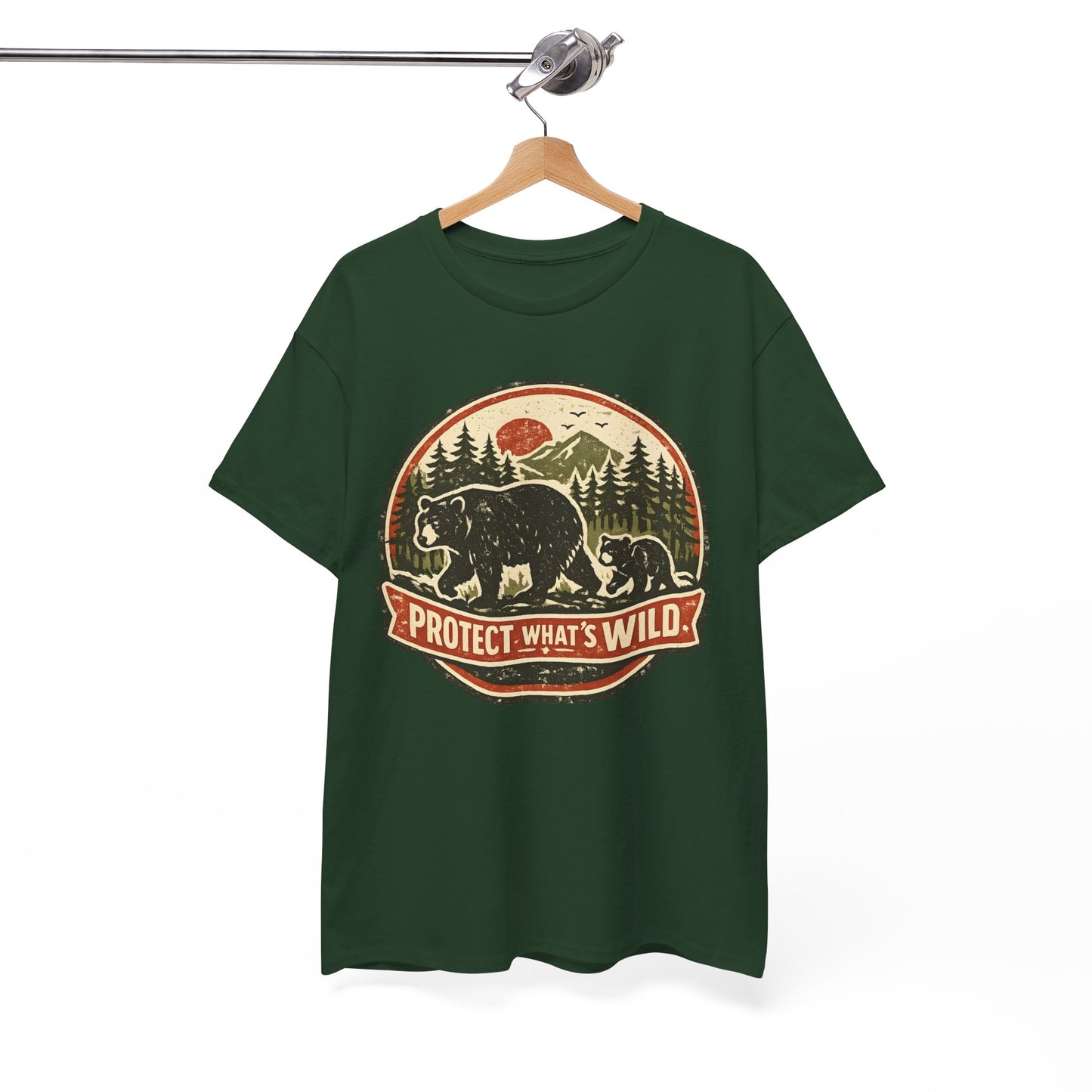 Bear and Cub Retro Badge Tee | Protect What's Wild | Wildlife Lover Gift | Unisex