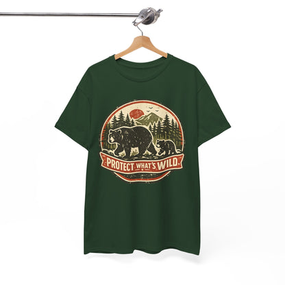 Bear and Cub Retro Badge Tee | Protect What's Wild | Wildlife Lover Gift | Unisex