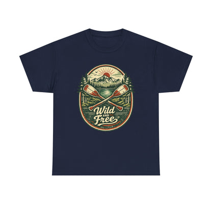 Wild and Free Badge Tee | Vintage Adventure Shirt | Outdoor Explorer Gift
