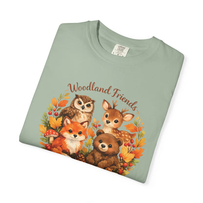 Woodland Friends Badge Watercolor Tee | Fox Bear Deer Owl Shirt | Nature Lover Gift