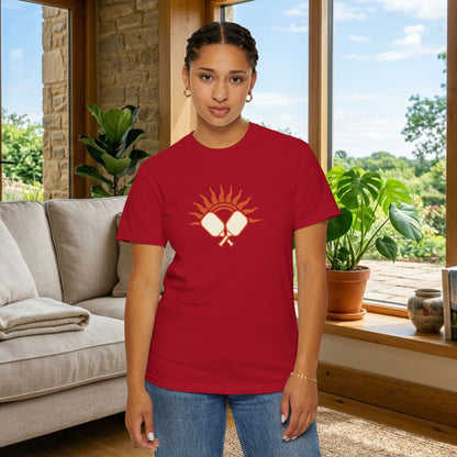 Pickleball Sun Badge Tee Pickler Vintage Minimalist Unisex Shirt