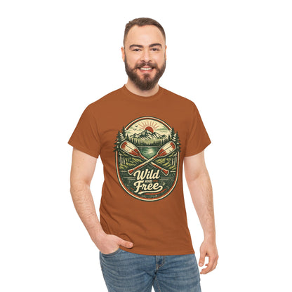 Wild and Free Badge Tee | Vintage Adventure Shirt | Outdoor Explorer Gift