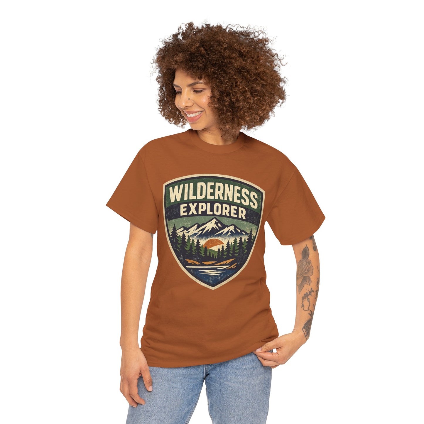 Wilderness Explorer Shield badge Tee | Retro Outdoor Adventure design | Hiking
