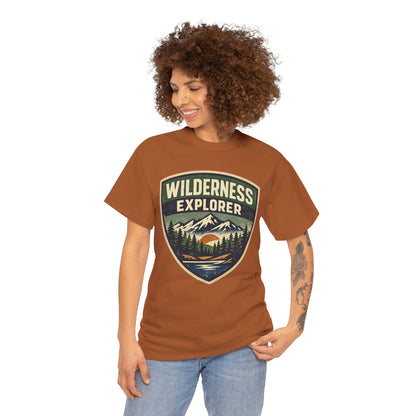 Wilderness Explorer Shield badge Tee | Retro Outdoor Adventure design | Hiking