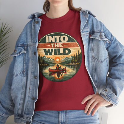 Into the Wild Canoe Badge Tee | Vintage Outdoor Graphic Shirt | Camping Adventure Gift
