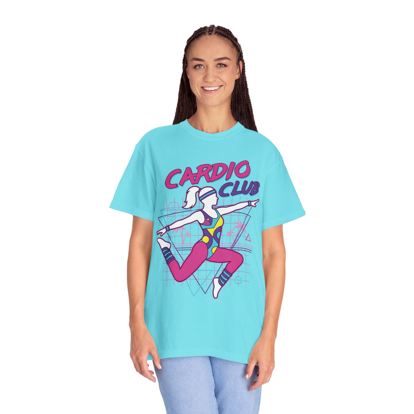 Cardio Club Retro 80s Grid Aerobics Graphic Tee | Vintage Gym Shirt Women