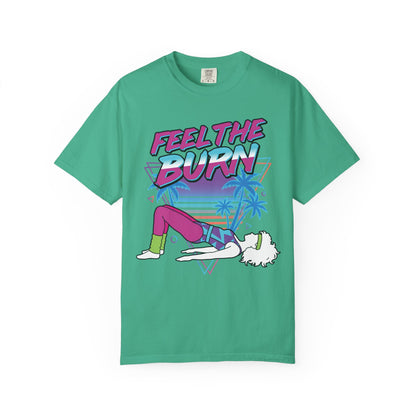 Feel the Burn Neon 80s Aerobics Graphic Tee | Retro Workout Shirt Women