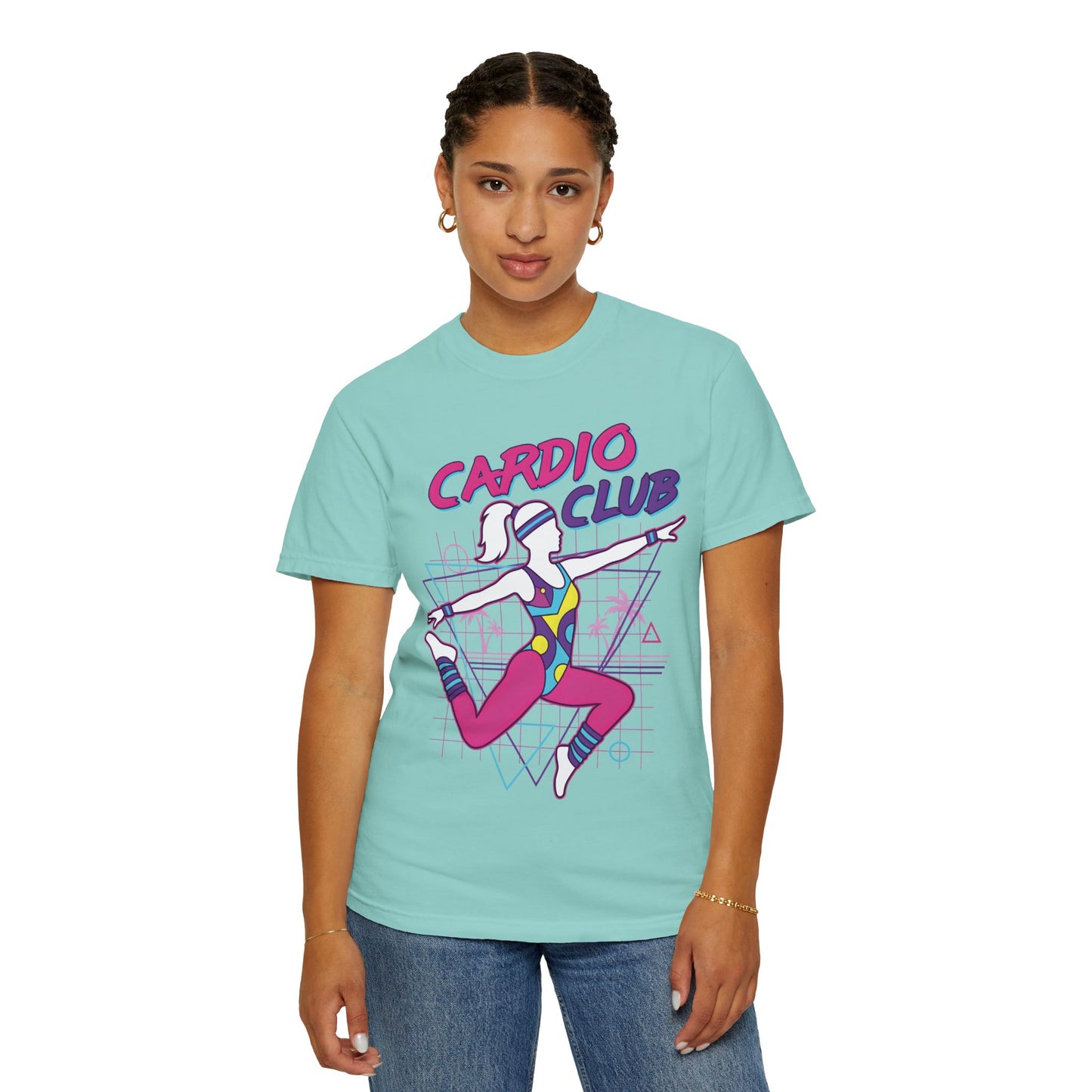 Cardio Club Retro 80s Grid Aerobics Graphic Tee | Vintage Gym Shirt Women