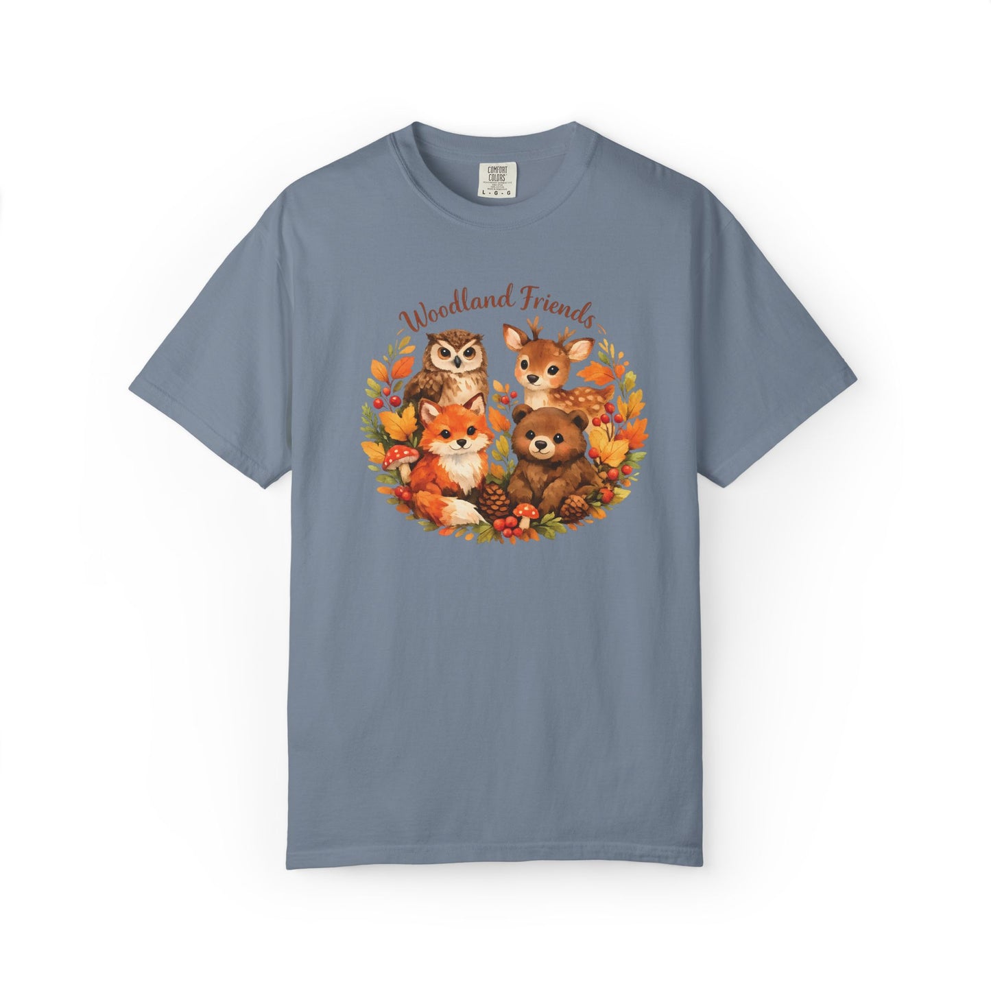 Woodland Friends Badge Watercolor Tee | Fox Bear Deer Owl Shirt | Nature Lover Gift