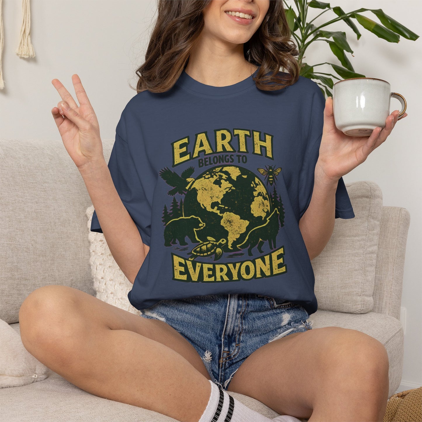 Earth Belongs to Everyone Earth Day Tee | Conservation Art Shirt | Wildlife Gift