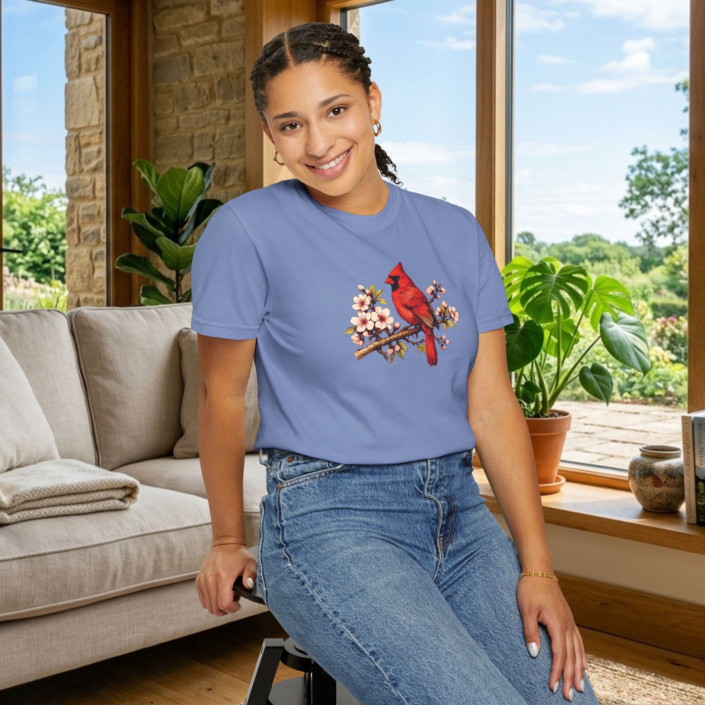 Cardinal Botanical Tee | Vintage Bird Art Shirt | Bird Watcher Gift
