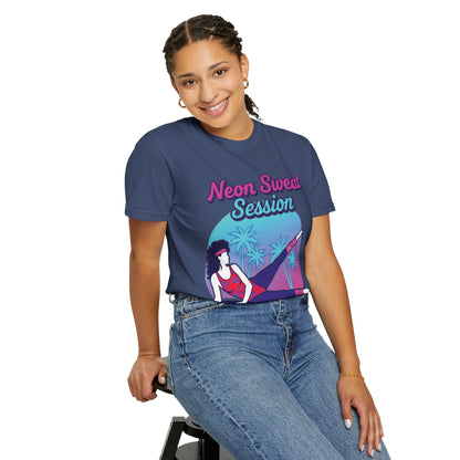 Neon Sweat Session Retro 80s Aerobics Graphic Tee | Vintage Workout Shirt