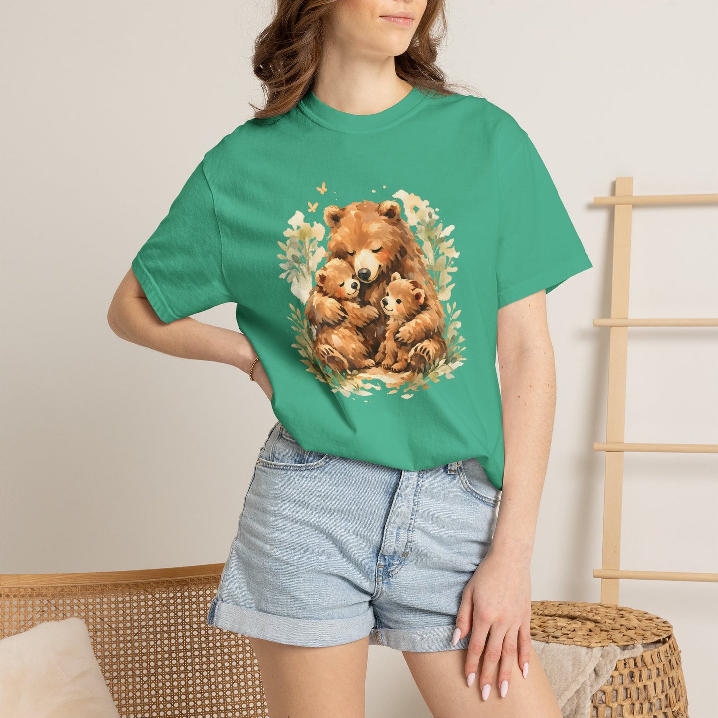Mother Bear and Cubs Watercolor Tee | Wildlife Art Shirt | Mother Nature Gift | Unisex