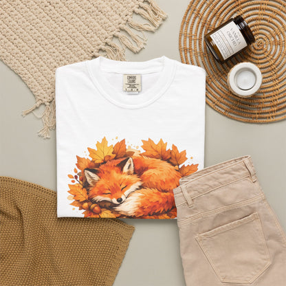 Sleeping Fox Watercolor Graphic Tee | Cozy Woodland Animal Shirt | Nature Lover Gift