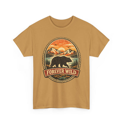 Grizzly Bear Forever Wild Badge Tee | Vintage National Park Shirt | Nature Lover Gift