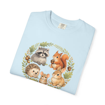 Woodland Animals Circle Watercolor Tee | Forest Creature Gift Shirt | Nature Lover