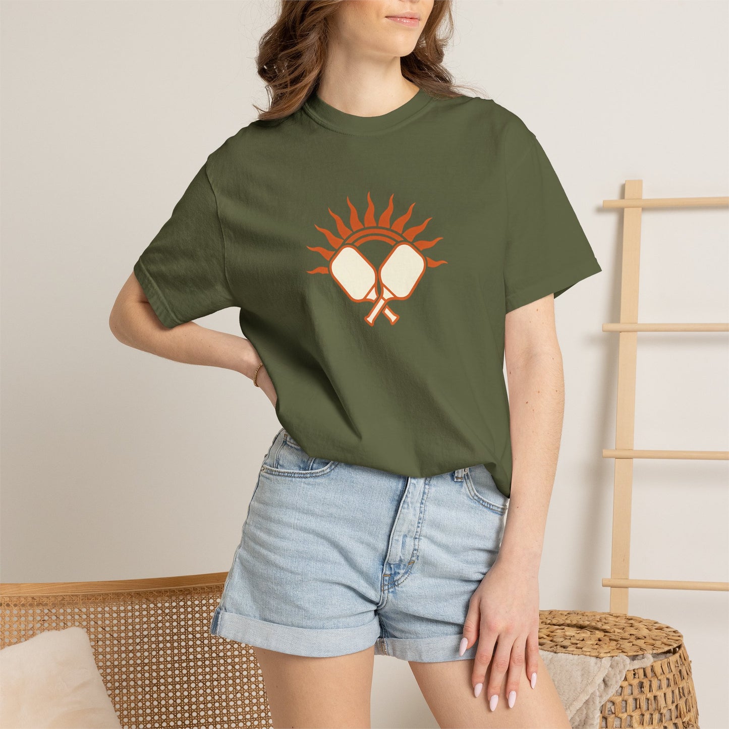 Pickleball Sun Badge Tee Pickler Vintage Minimalist Unisex Shirt