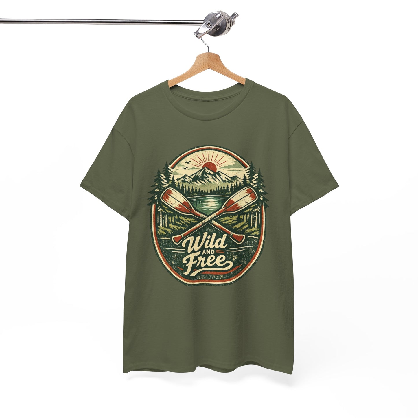 Wild and Free Badge Tee | Vintage Adventure Shirt | Outdoor Explorer Gift