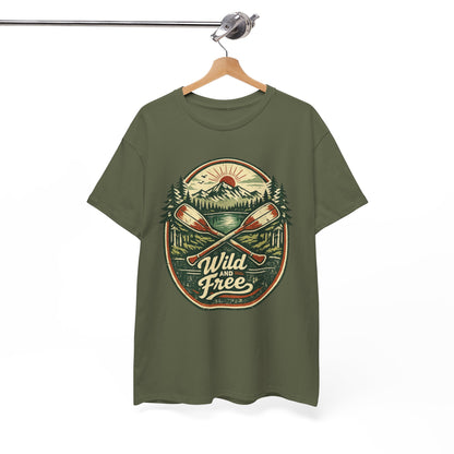 Wild and Free Badge Tee | Vintage Adventure Shirt | Outdoor Explorer Gift