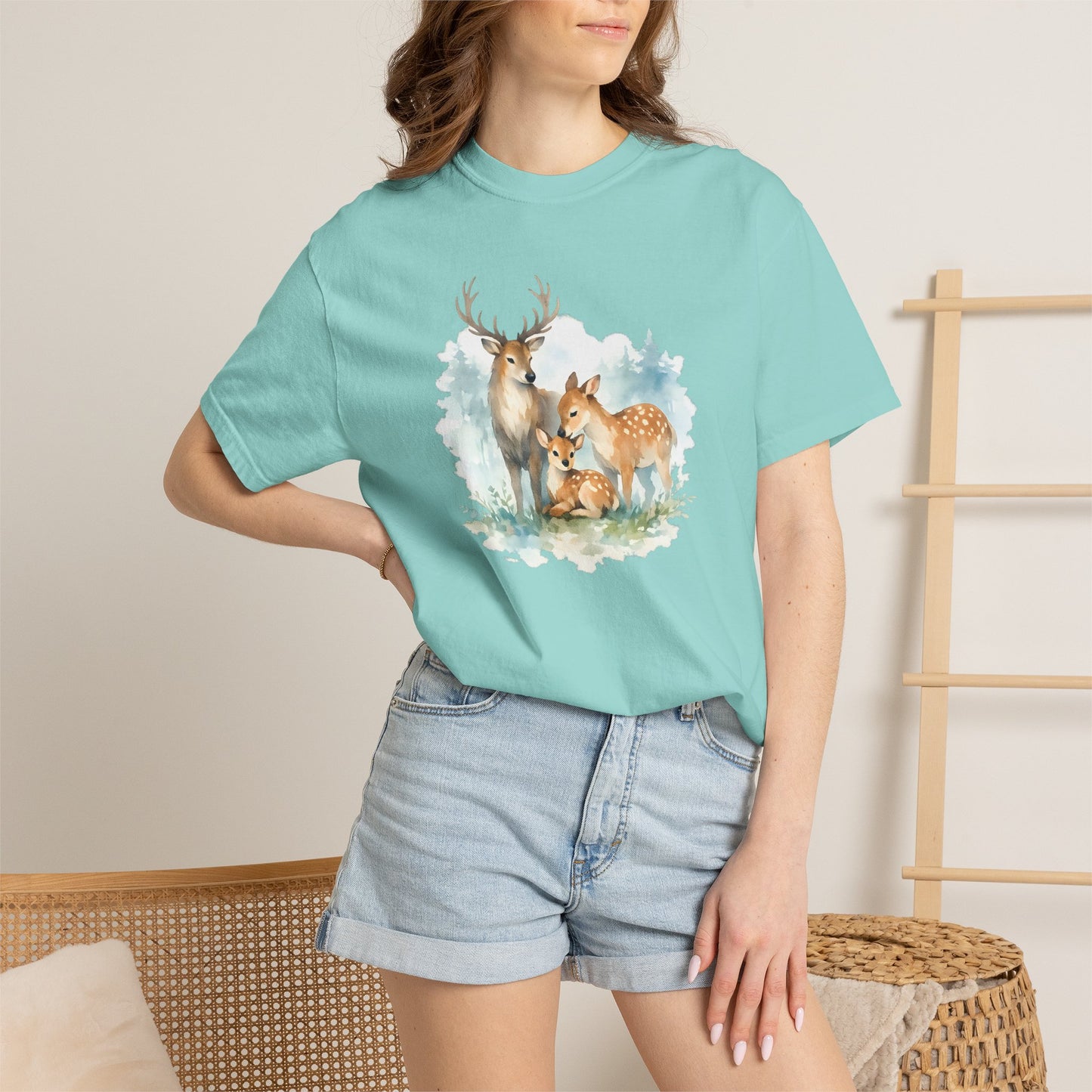 Watercolor Deer Family Tee | Forest Wildlife Art Shirt | Nature Lover Gift | Unisex