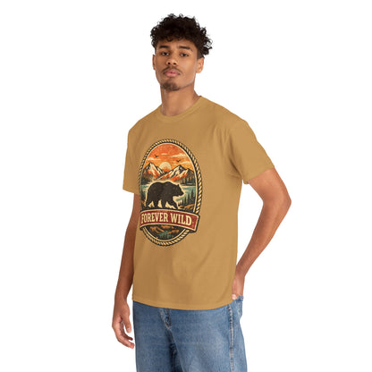 Grizzly Bear Forever Wild Badge Tee | Vintage National Park Shirt | Nature Lover Gift