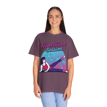 Neon Sweat Session Retro 80s Aerobics Graphic Tee | Vintage Workout Shirt