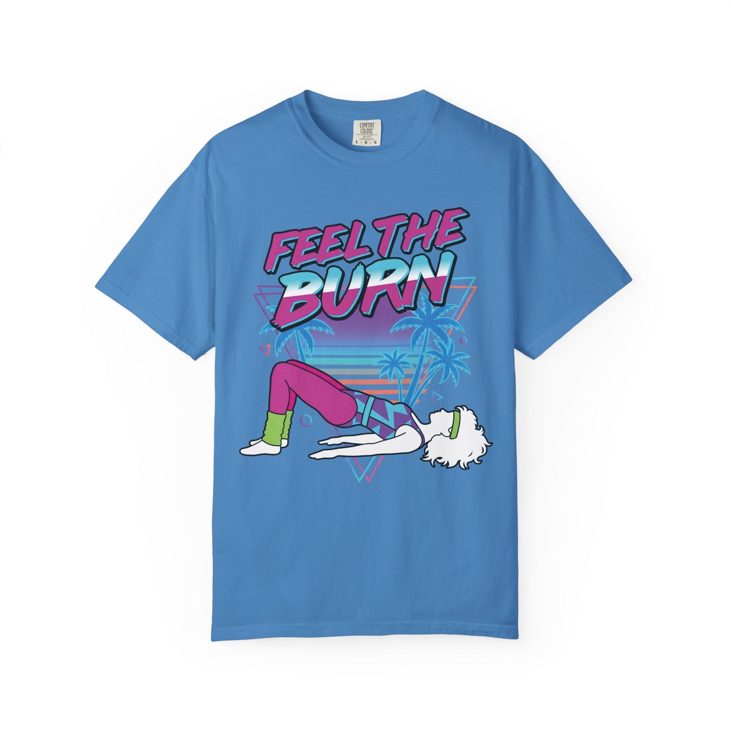 Feel the Burn Neon 80s Aerobics Graphic Tee | Retro Workout Shirt Women