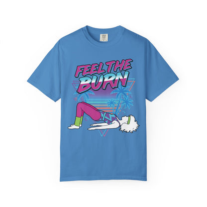 Feel the Burn Neon 80s Aerobics Graphic Tee | Retro Workout Shirt Women