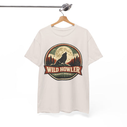 Howling Wolf Vintage Badge Tee | Full Moon Wilderness Shirt | Nature Lover Gift