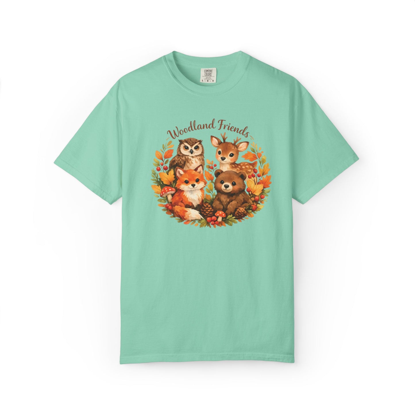 Woodland Friends Badge Watercolor Tee | Fox Bear Deer Owl Shirt | Nature Lover Gift