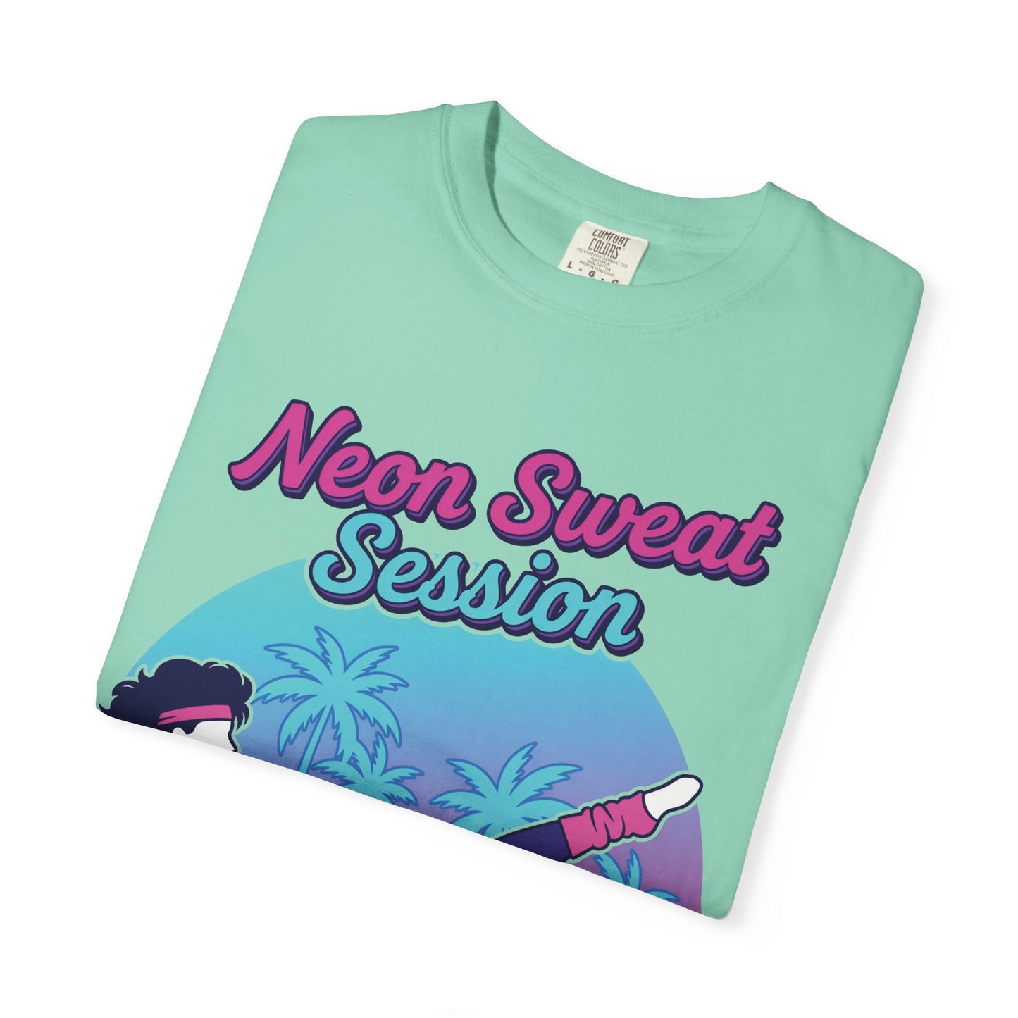 Neon Sweat Session Retro 80s Aerobics Graphic Tee | Vintage Workout Shirt