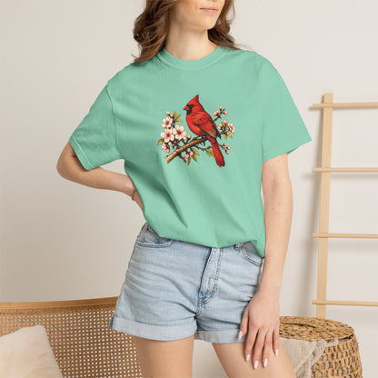 Cardinal Botanical Tee | Vintage Bird Art Shirt | Bird Watcher Gift