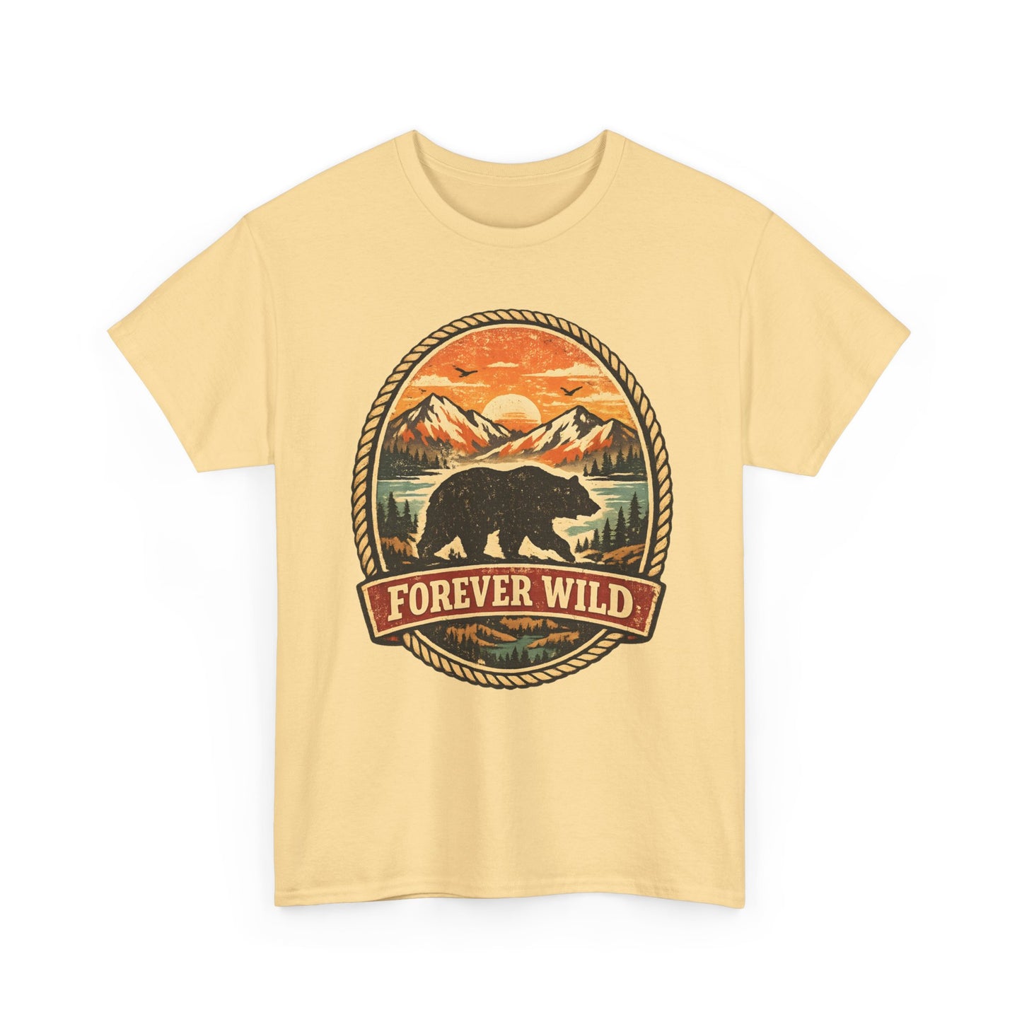 Grizzly Bear Forever Wild Badge Tee | Vintage National Park Shirt | Nature Lover Gift