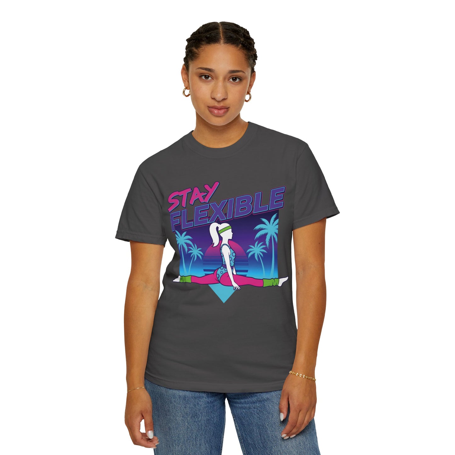 Stay Flexible Retro 80s Splits Aerobics Tee | Vintage Gym Shirt Women