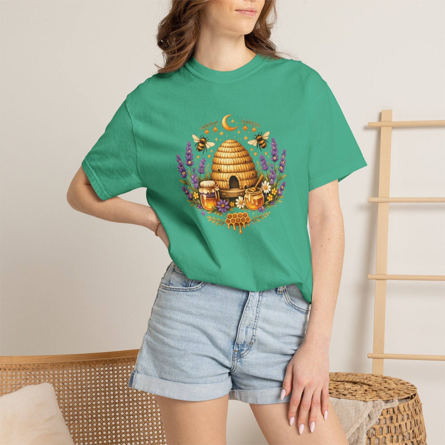 Beehive Honey and Lavender Tee | Vintage Nature Art Shirt | Botanical Garden Gift