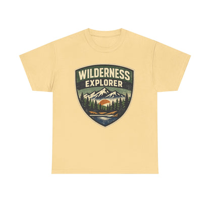Wilderness Explorer Shield badge Tee | Retro Outdoor Adventure design | Hiking
