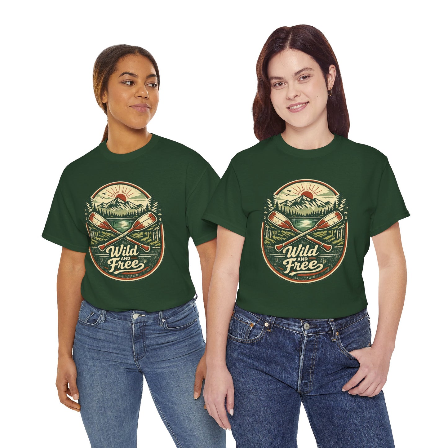 Wild and Free Badge Tee | Vintage Adventure Shirt | Outdoor Explorer Gift