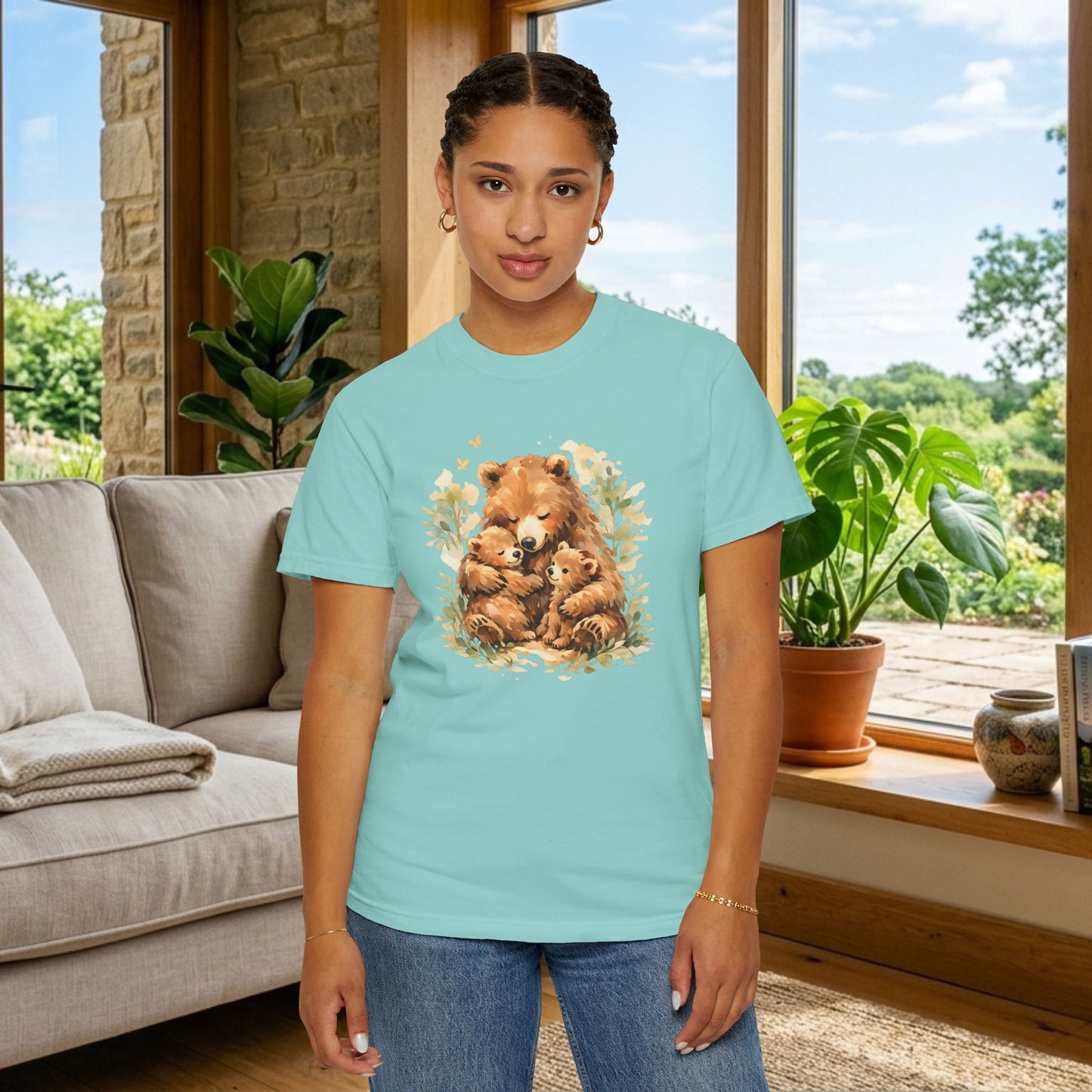 Mother Bear and Cubs Watercolor Tee | Wildlife Art Shirt | Mother Nature Gift | Unisex