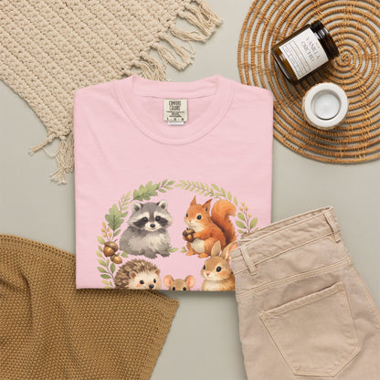Woodland Animals Circle Watercolor Tee | Forest Creature Gift Shirt | Nature Lover