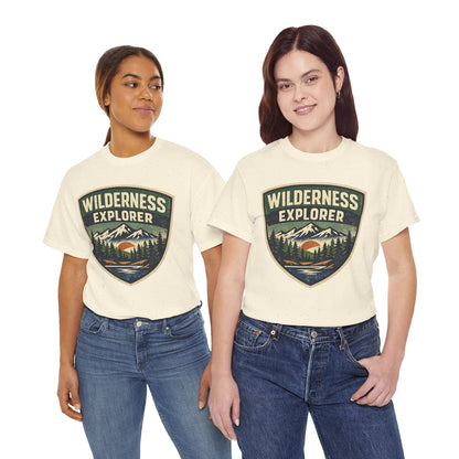Wilderness Explorer Shield badge Tee | Retro Outdoor Adventure design | Hiking