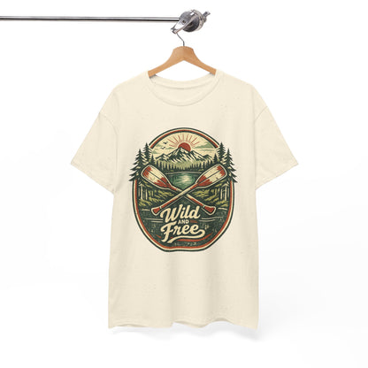 Wild and Free Badge Tee | Vintage Adventure Shirt | Outdoor Explorer Gift