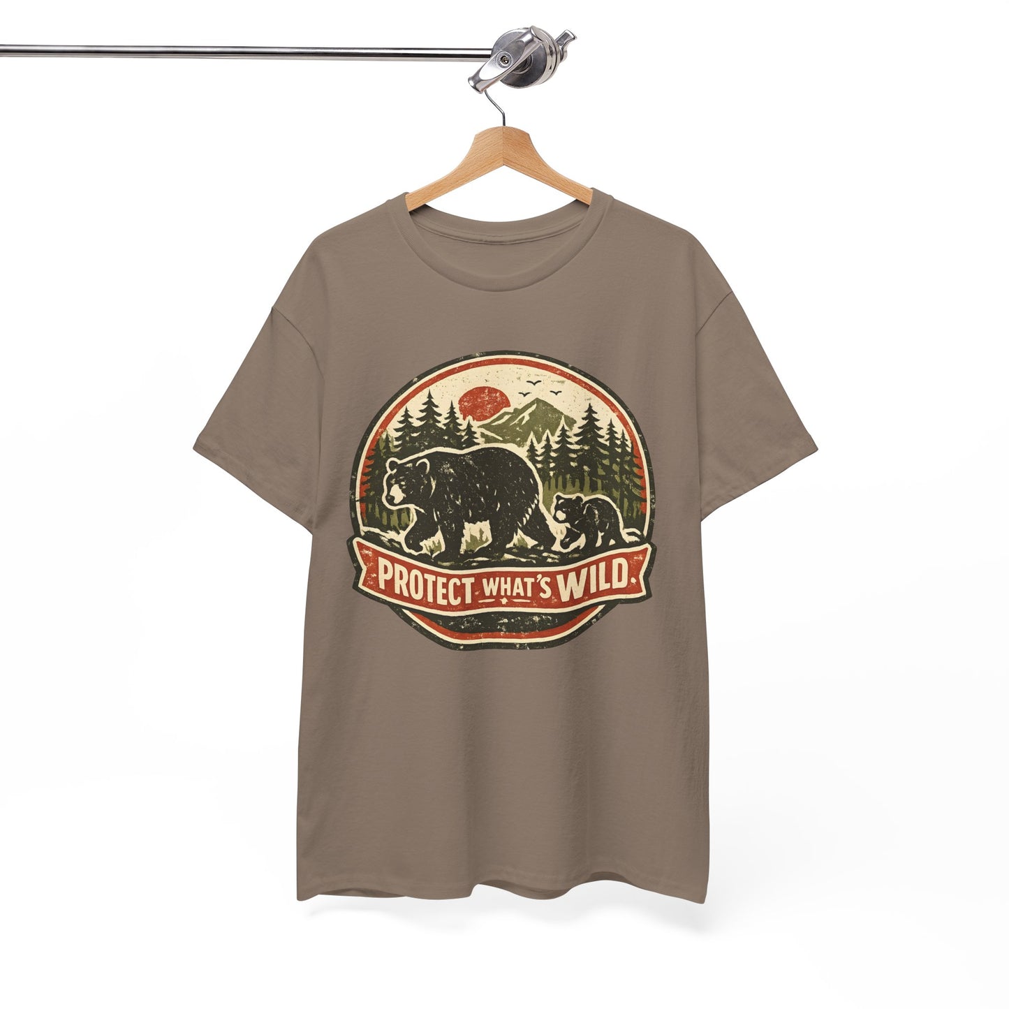 Bear and Cub Retro Badge Tee | Protect What's Wild | Wildlife Lover Gift | Unisex