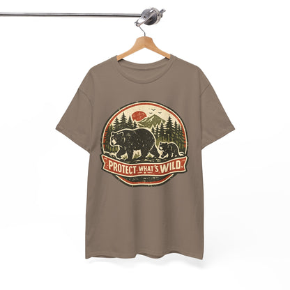 Bear and Cub Retro Badge Tee | Protect What's Wild | Wildlife Lover Gift | Unisex