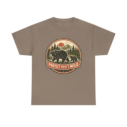 Bear and Cub Retro Badge Tee | Protect What's Wild | Wildlife Lover Gift | Unisex