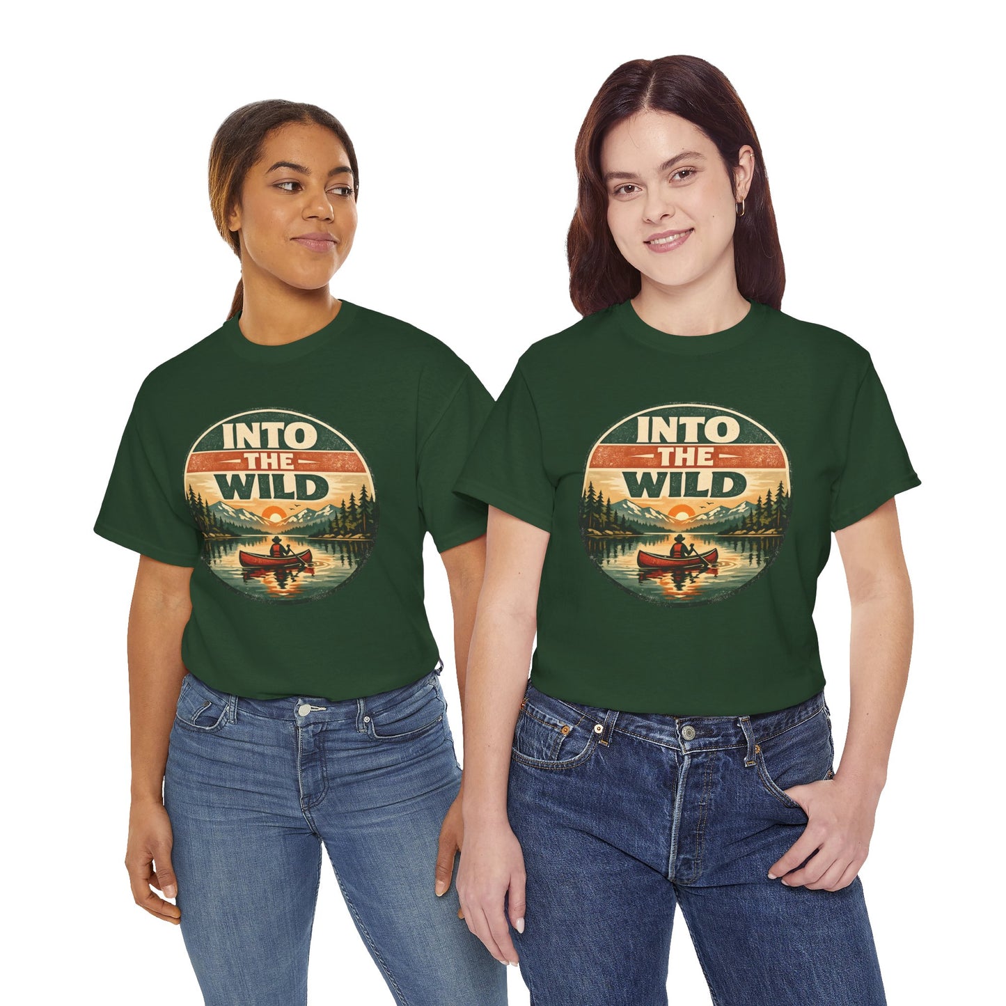 Into the Wild Canoe Badge Tee | Vintage Outdoor Graphic Shirt | Camping Adventure Gift