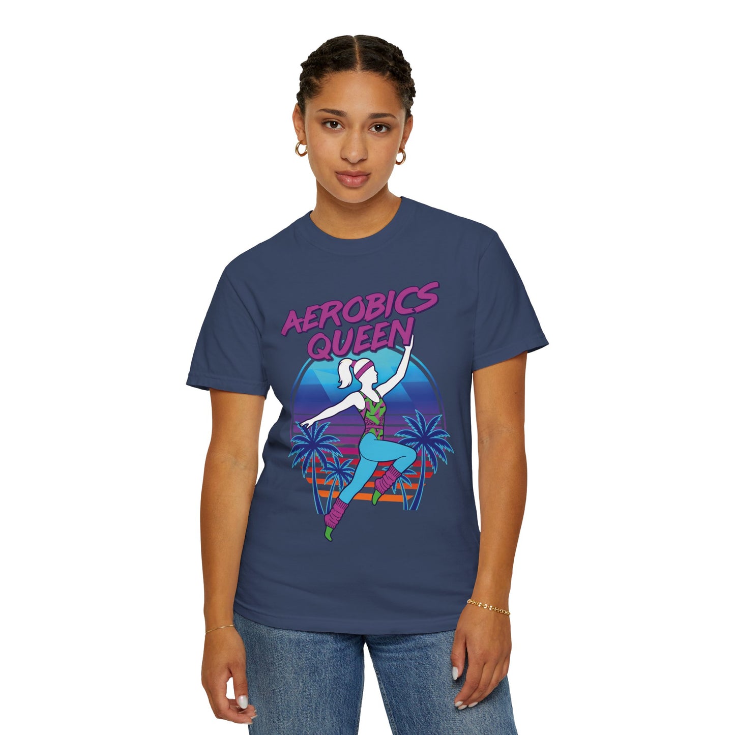 Aerobics Queen Retro 80s Dance Graphic Tee | Vintage Workout Shirt Women