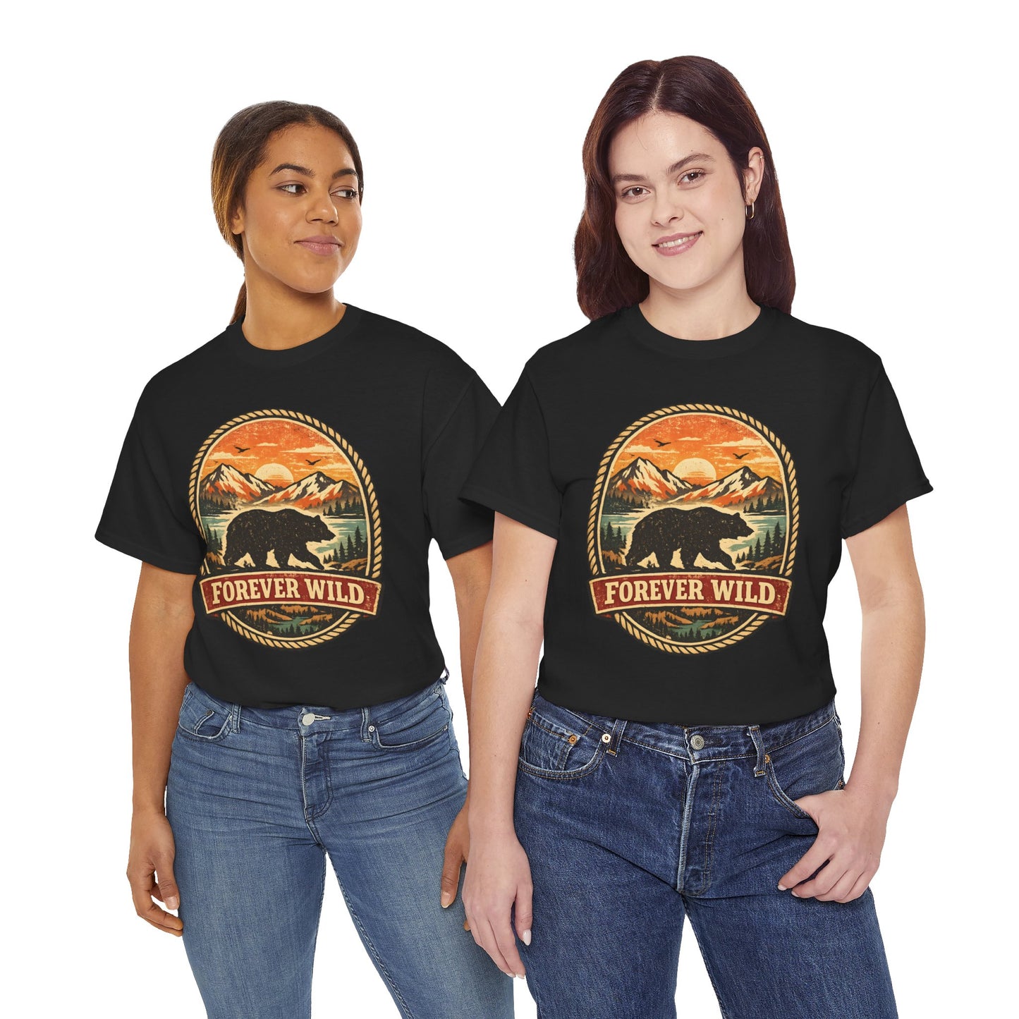 Grizzly Bear Forever Wild Badge Tee | Vintage National Park Shirt | Nature Lover Gift