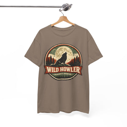 Howling Wolf Vintage Badge Tee | Full Moon Wilderness Shirt | Nature Lover Gift