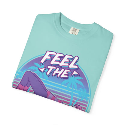 Feel the Burn Retro 80s Glute Thrust Pose Graphic Tee | Vintage Workout Shirt