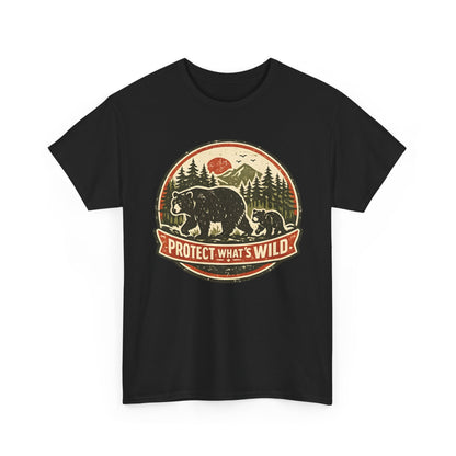 Bear and Cub Retro Badge Tee | Protect What's Wild | Wildlife Lover Gift | Unisex